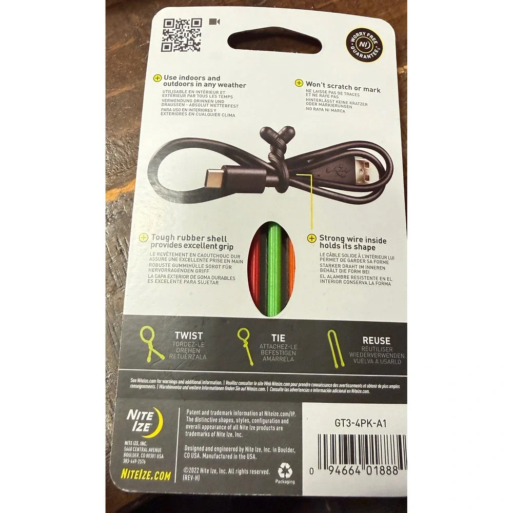 Nite Ize Gear Tie Reusable Rubber Twist Tie 4 Pack 3